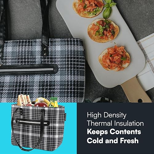 Miniatura 5 de Arctic Zone Bennet Bolsa de almuerzo aislada para mujer, lonchera a prueba de fugas, bolsa térmica térmica a cuadros Glen