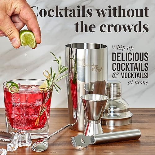 Miniatura 3 de Mixology & Craft Kit de camarero  Juego de 15 piezas que incluye coctelera y accesorios de bar, perfecto para mezclar bebidas en casa, además de