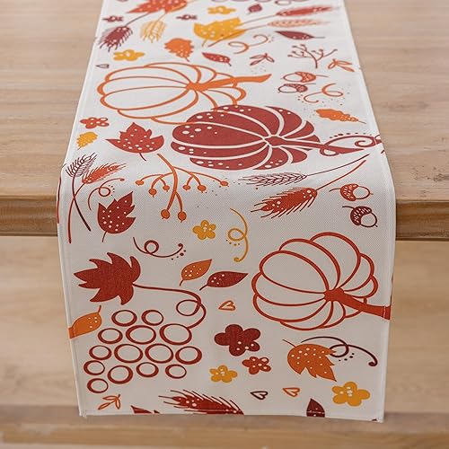 Miniatura 6 de Camino de mesa de otoño de Acción de Gracias, calabazas, cosecha de otoño, hojas de arce, centro de mesa de comedor, decoración de mesa de fiesta,