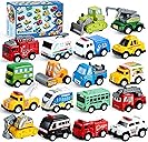 JOYIN 18 Pcs Pull Back City Cars and Trucks Toy Vehicles Set, Friction Powered Cars Toys for Toddlers, Kids Stocking Stuffers, Treasure Box Gifts for Classroom, Christmas Great Gifts for Grandkids