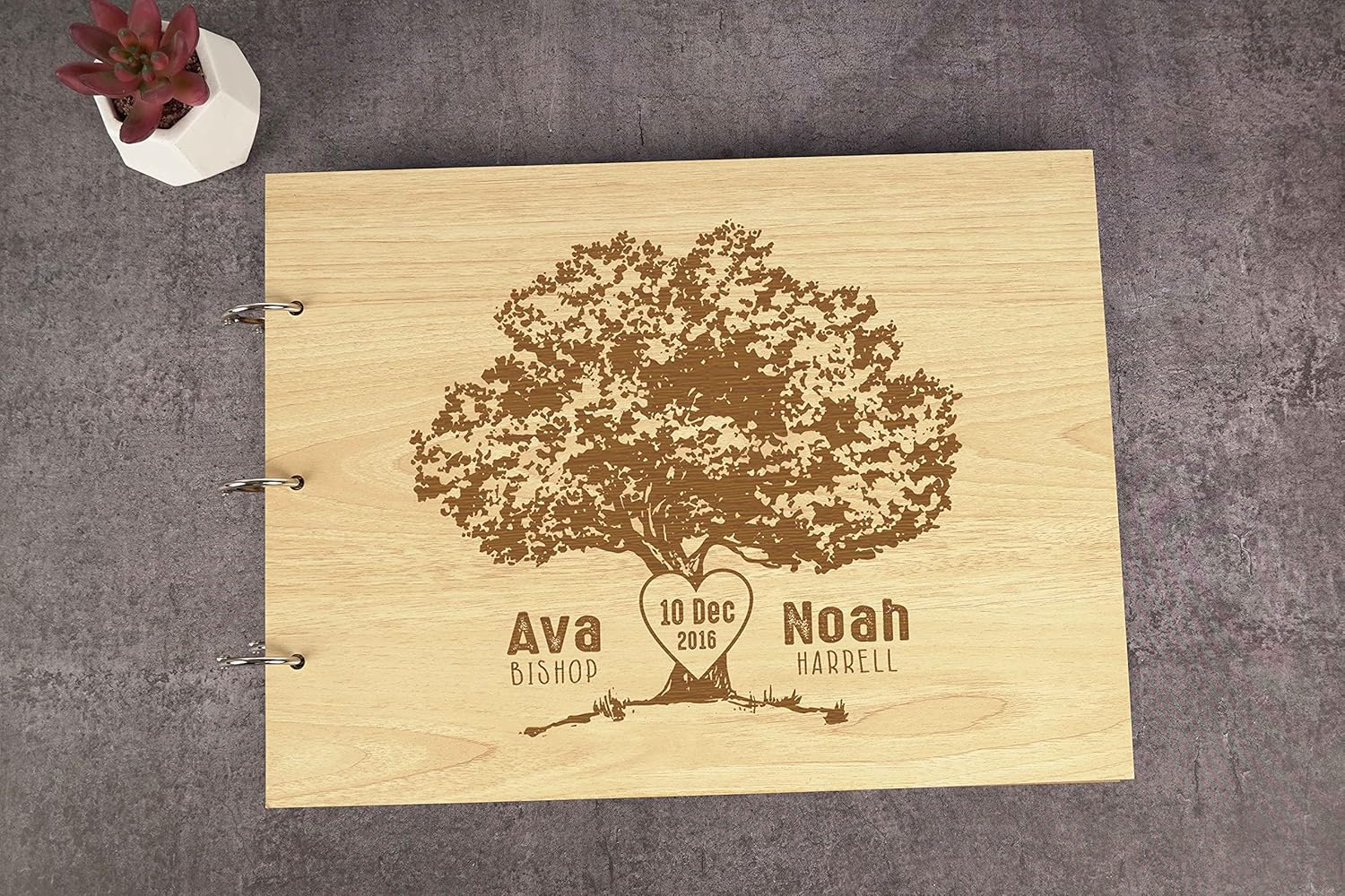 Darling Souvenir Personalized Engraved Laser Cut Wedding Guest Book Wooden Cover Sign-in Book Registry Guestbook Scrapbook-0U