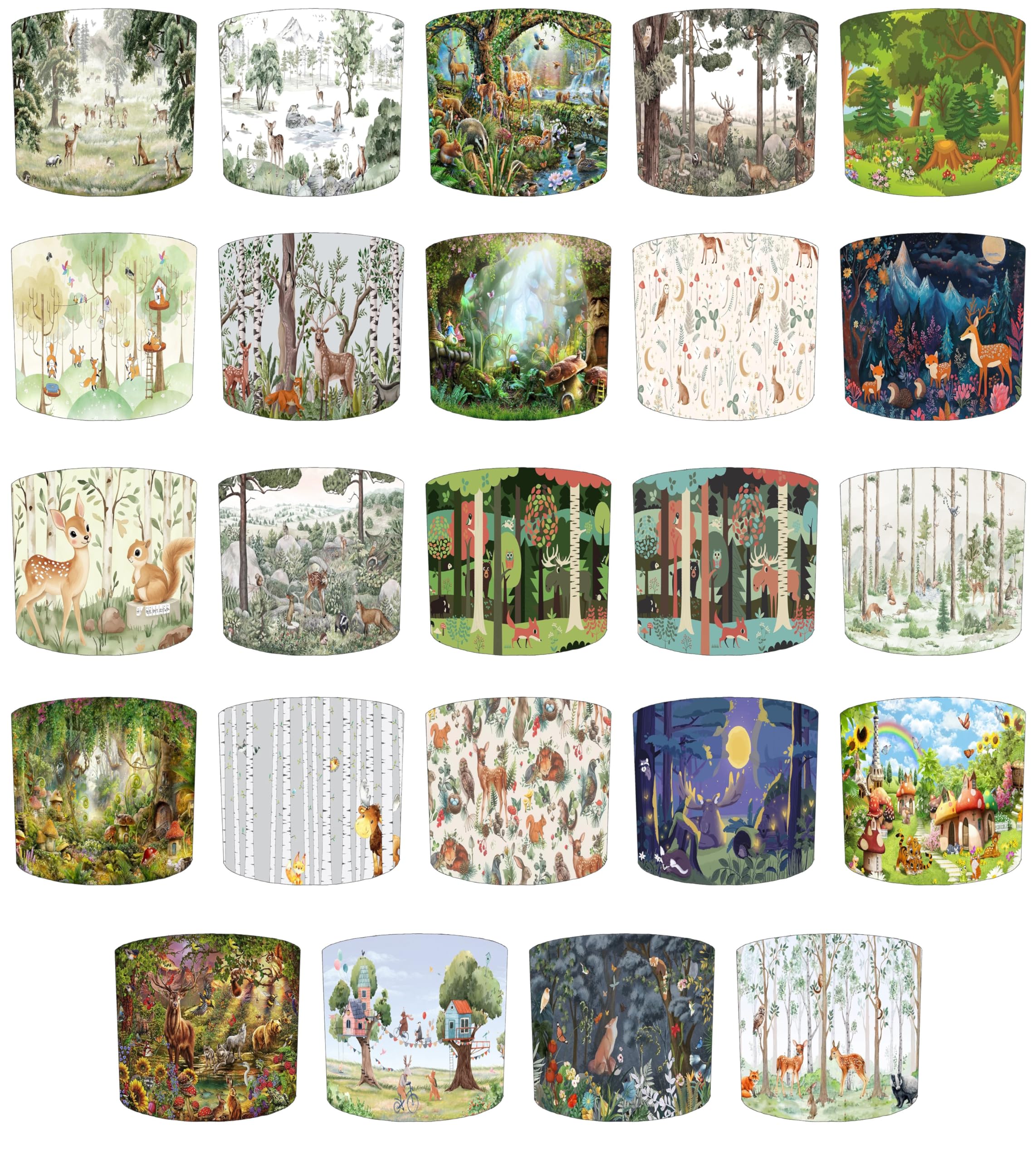 Woodland Forest Animals Lampshade Available in 25 Designs and 3 Sizes for Ceiling Light Shades Pendant or Table Lamp Deer Stag Fox Rabbit Badger Birds Squirrel Owl