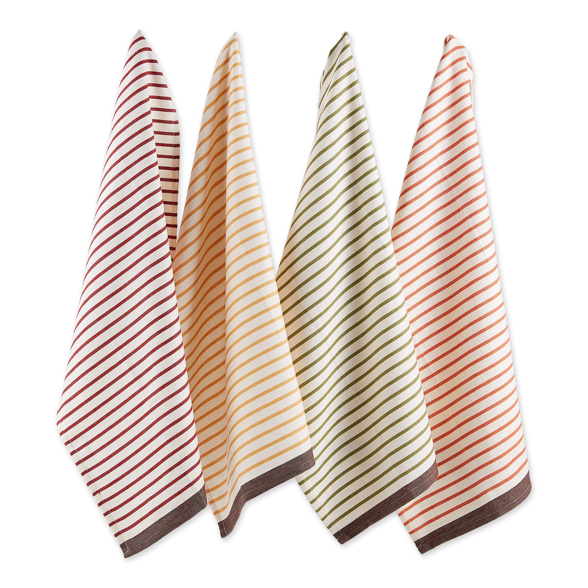DII Decorative Embellished Dish Towel Set, Cotton, Harvest Stripe, 18x28
