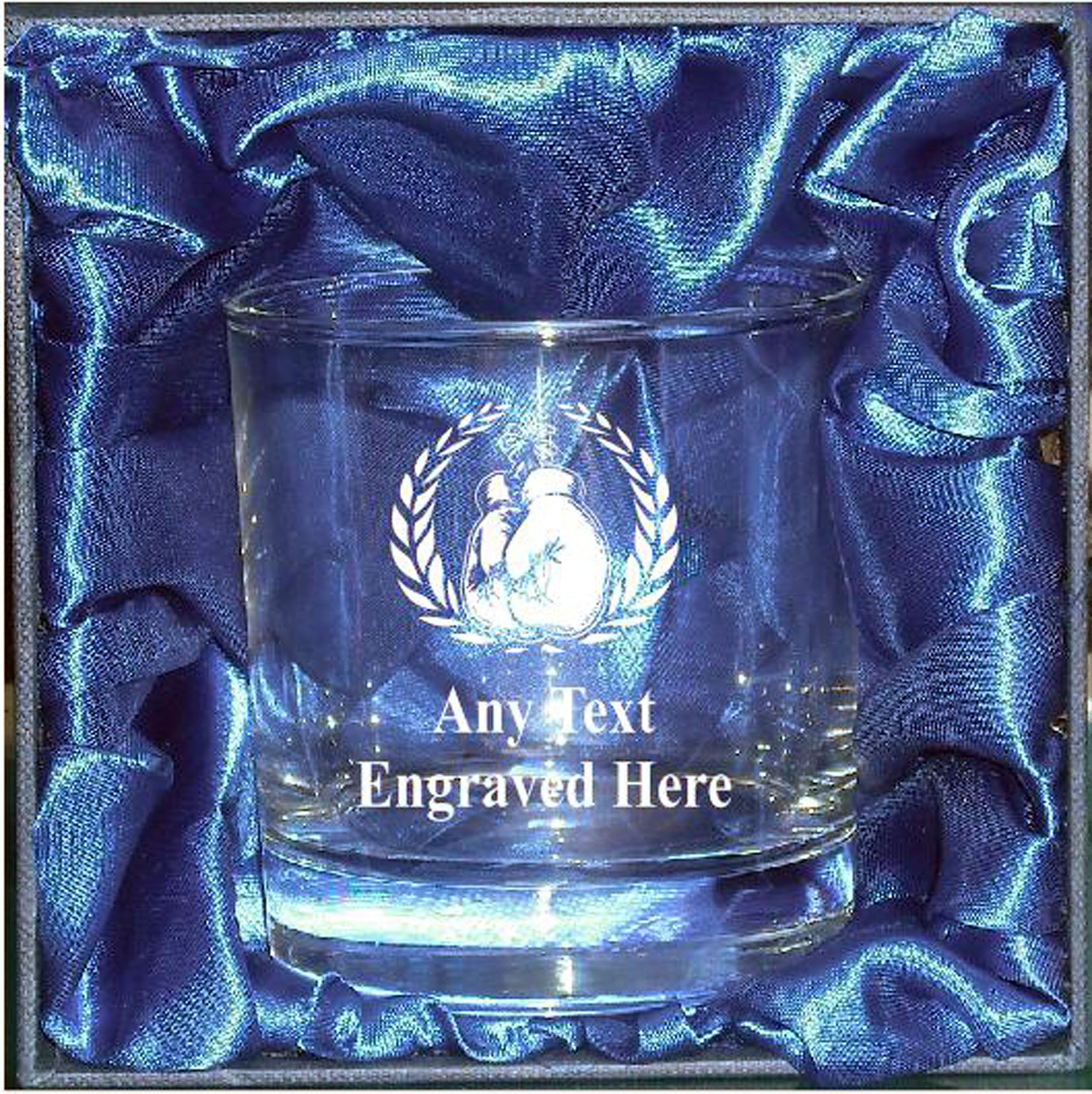 Engraved Boxing Whisky/Whiskey Mixer Glass WG228 in Silk Lined Gift Box [Custom]