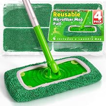 Reusable Microfiber Mop Pads Compatible with Swiffer Sweeper Mop - Heavy Duty Wet Pads Refill & Washable Wet Cloths for Multi-Surface Floor Mopping - Stubborn Stains Removal Forest Green