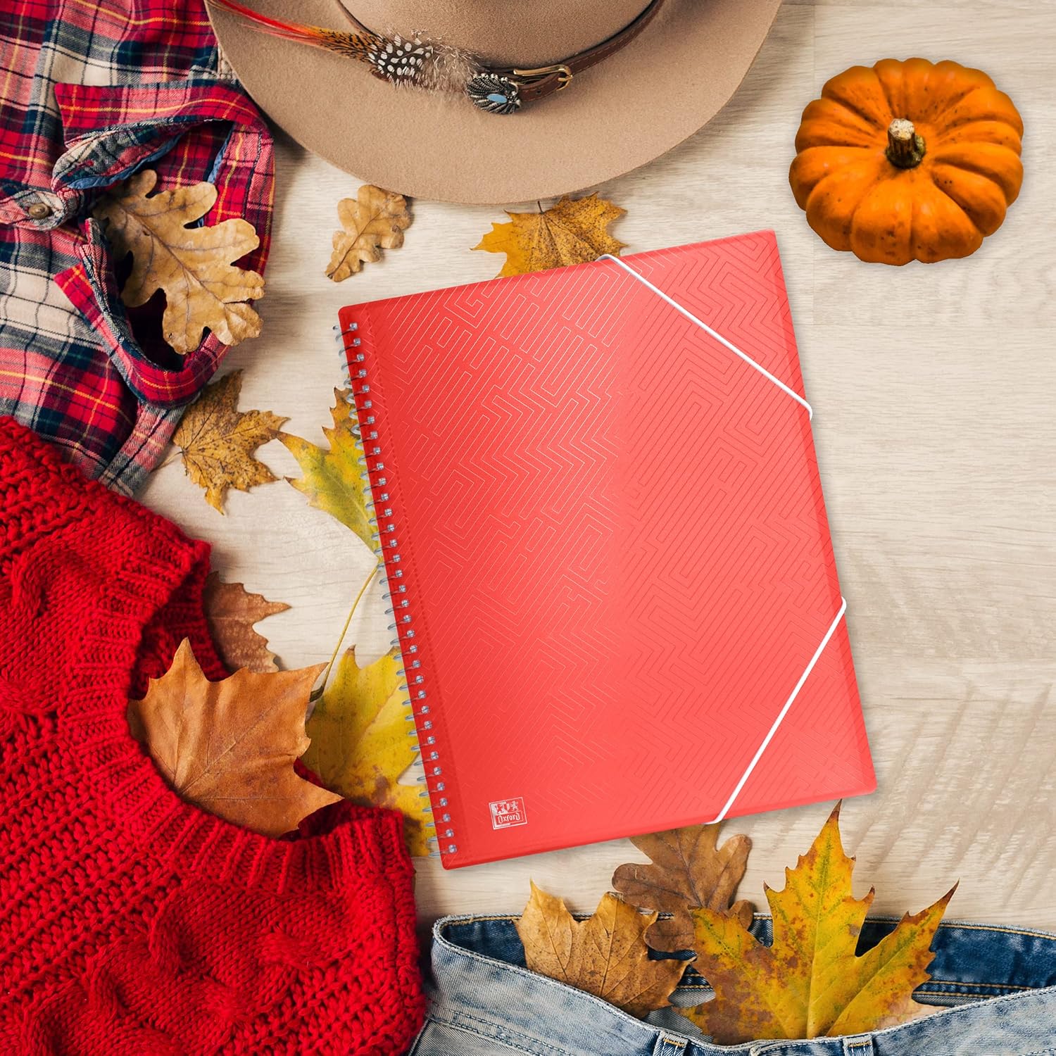 Oxford, A4 Plastic Case Binder, 30 Transparent Covers, Red