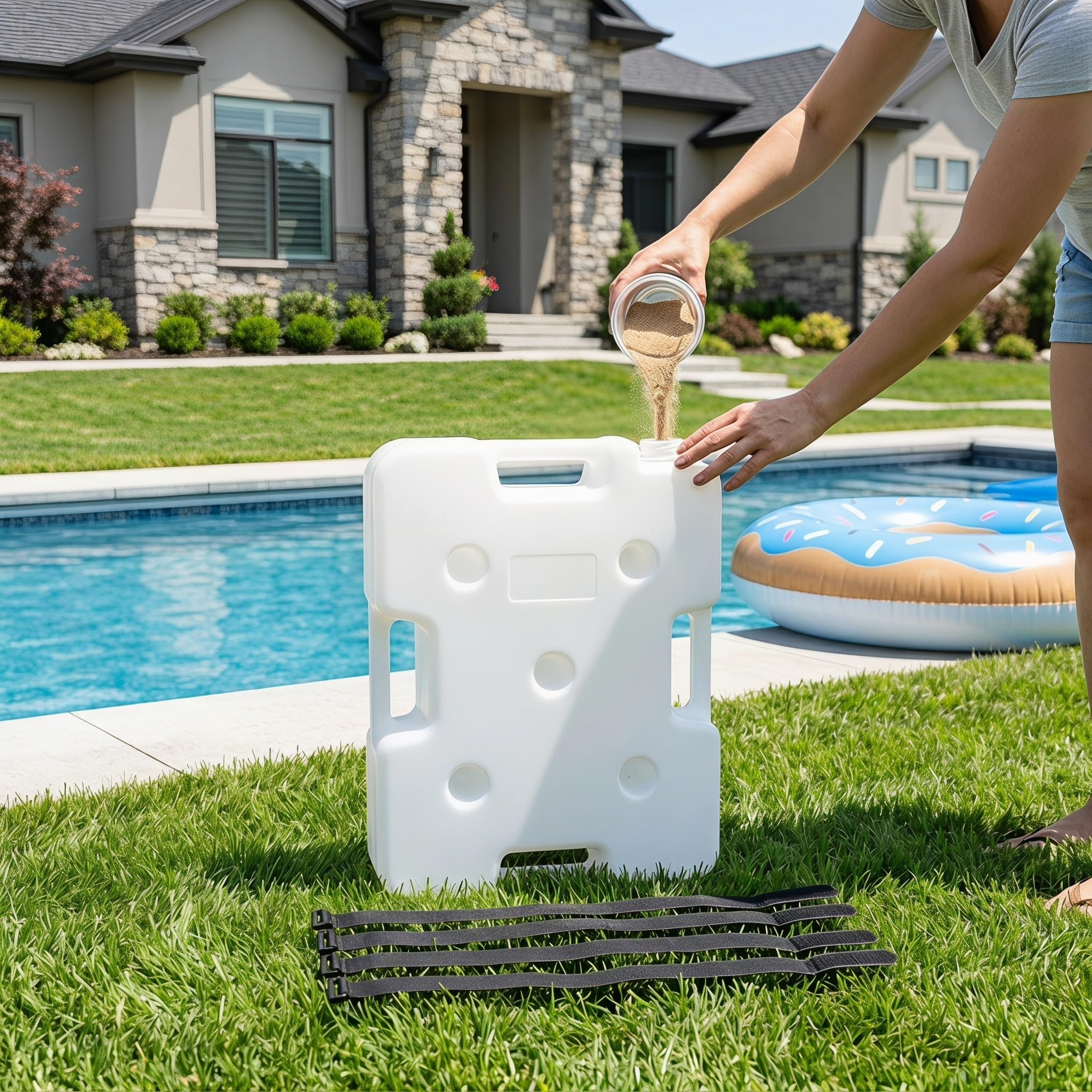 Échelle de Piscine Installation Facile et Stabilité Renforcée en Plastique Blanc avec Sangles Réglables Robustes pour Piscines Hors Sol et Enterrées pour Usage Domestique
