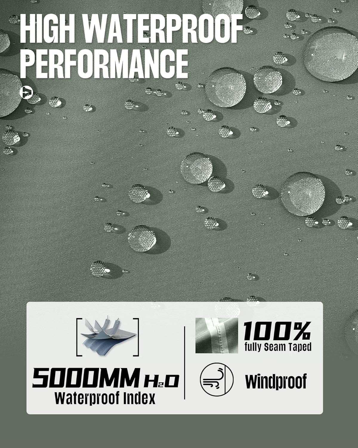 33,000ft Men's Packable Rain Jacket Waterproof Lightweight Raincoat Rain Shell with Hood for Outdoor Hiking Golf Travel - Image 3