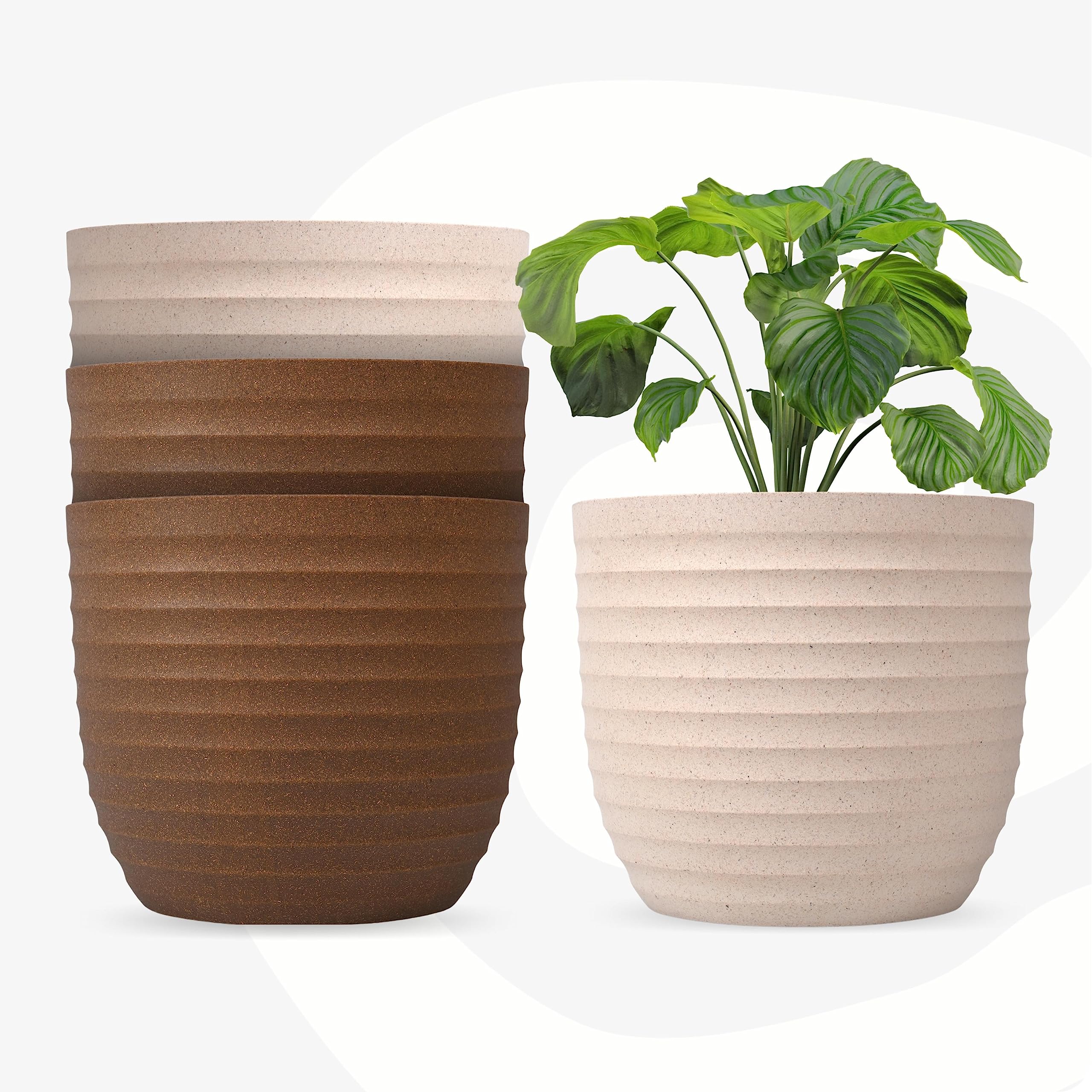 Eha Set of 4 Earth-Friendly 4" Verona Pots and Planters | Bamboo Based Table Planter for Office | UV Protected |Plant Pots for Indoor & Home Decor,Balcony & Garden | Sand-Tortilla (B0CBGBHM9N) Amazon Price History, Amazon Price Tracker