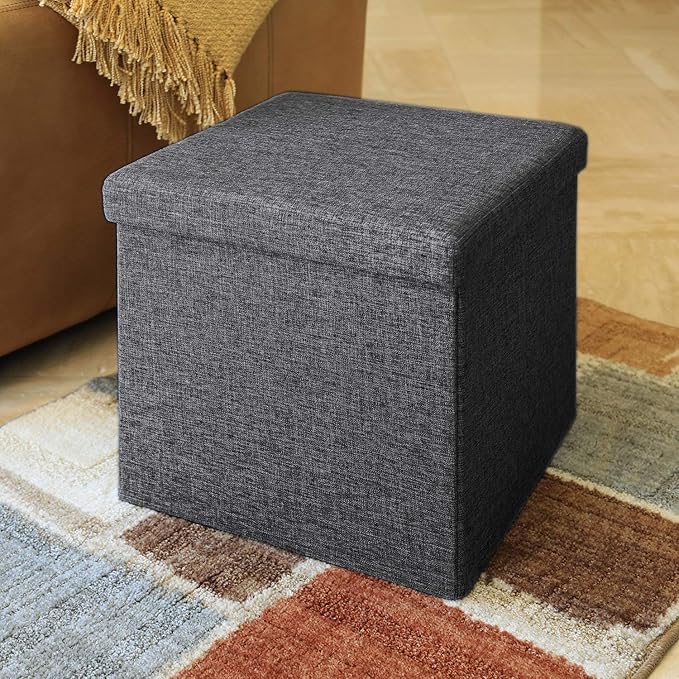 ALMAND 30X30X30 cm Folding Storage Ottoman Cube Footrest Stool Coffee
