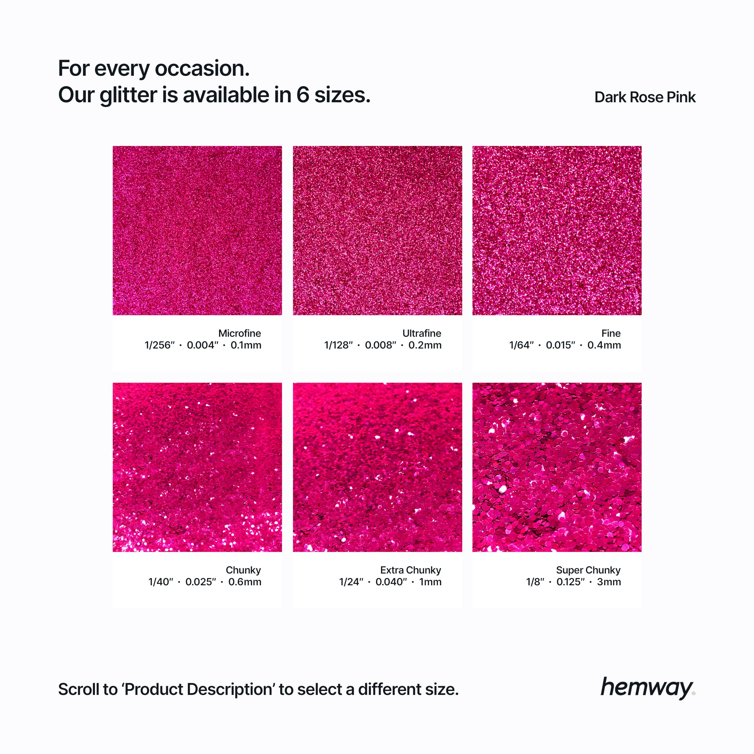 Hemway Glitter Shaker Dark Rose Pink 130g x2 Pack Extra Chunky, Craft Glitter Shakers for Resin & Epoxy Crafts - Image 3
