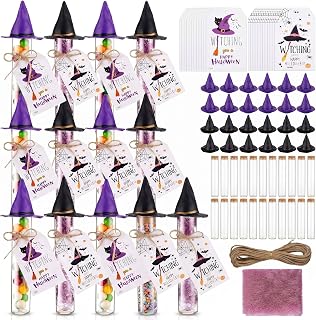 Bokon 24 Sets Halloween Candy Tubes with Corks Witch Hats, Party Favors