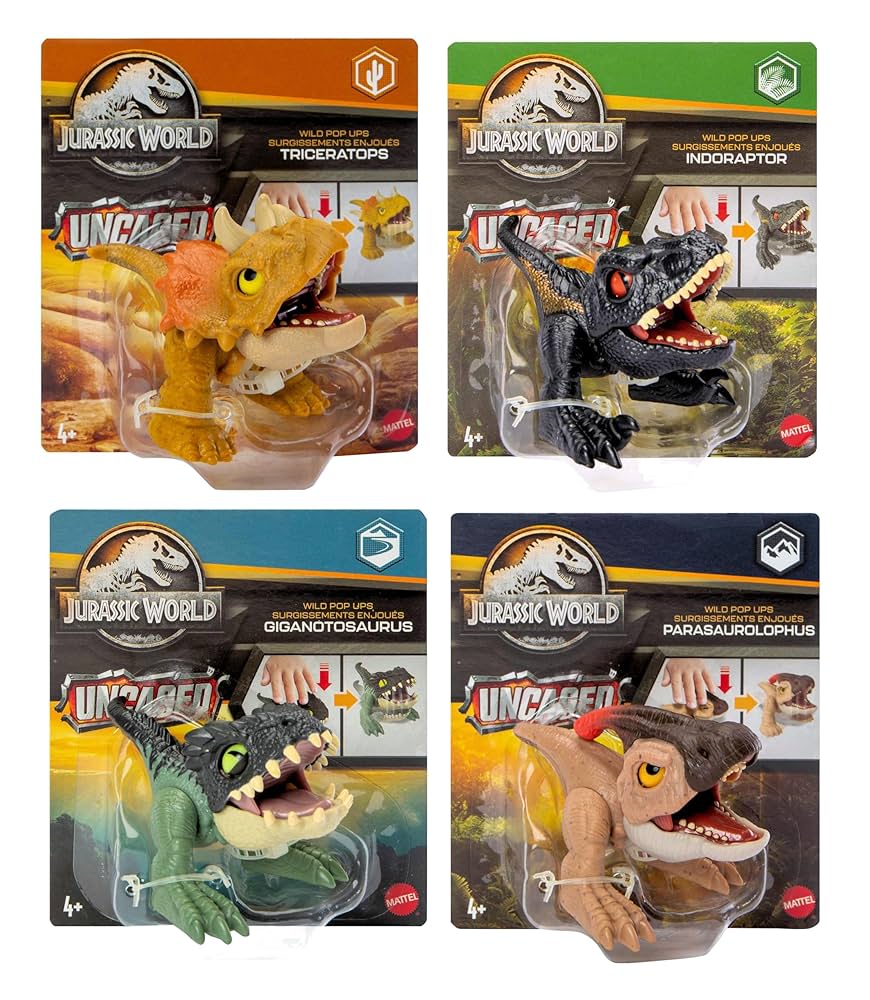 Jurassic World 2023 Wild Pop Ups Uncaged Set of 4 Figures