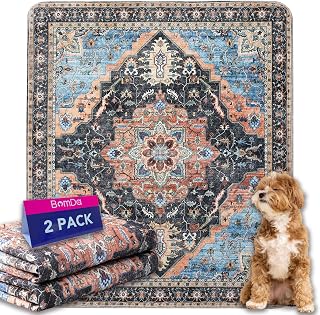 Waschbar Haustier-Urinunterlage, 2 Pack Wiederverwendbare Welpenunterlagen Matte für Hunde, Wiederverwendbar Trainingsunterlagen für Welpen, Alte (Antik Dunkel, 122x152.5cm)