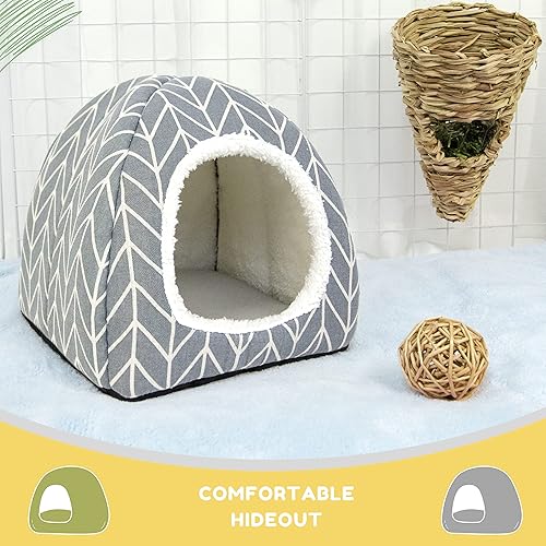 Miniatura 5 de Cama escondida de conejillo de indias, casa de conejo, accesorios para cueva, acogedor escondite para conejo, erizo, hurón, chinchilla y otros