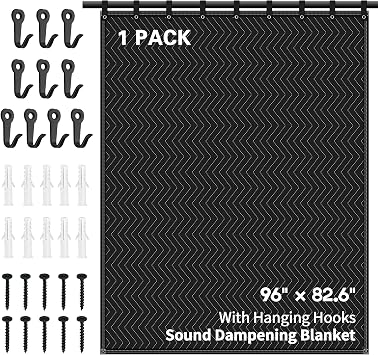 Large Sound Dampening Blanket,96" x 80" Sound Absorbing Studio Blanket,Noise Cancelling Studio Acoustic Blanket Curtain/Light Blocker/Moving Blanket