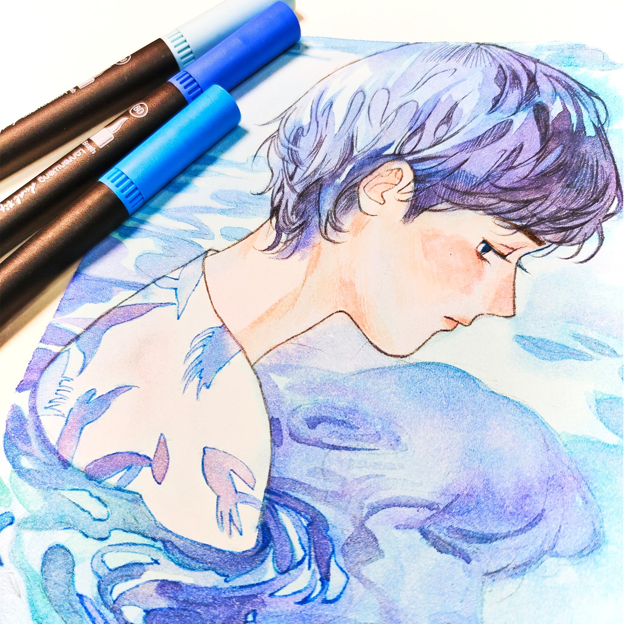 キャンバスにペン画 Amazon.co.jp: 100色デュアルペン先ブラシペン ファインライナーアート