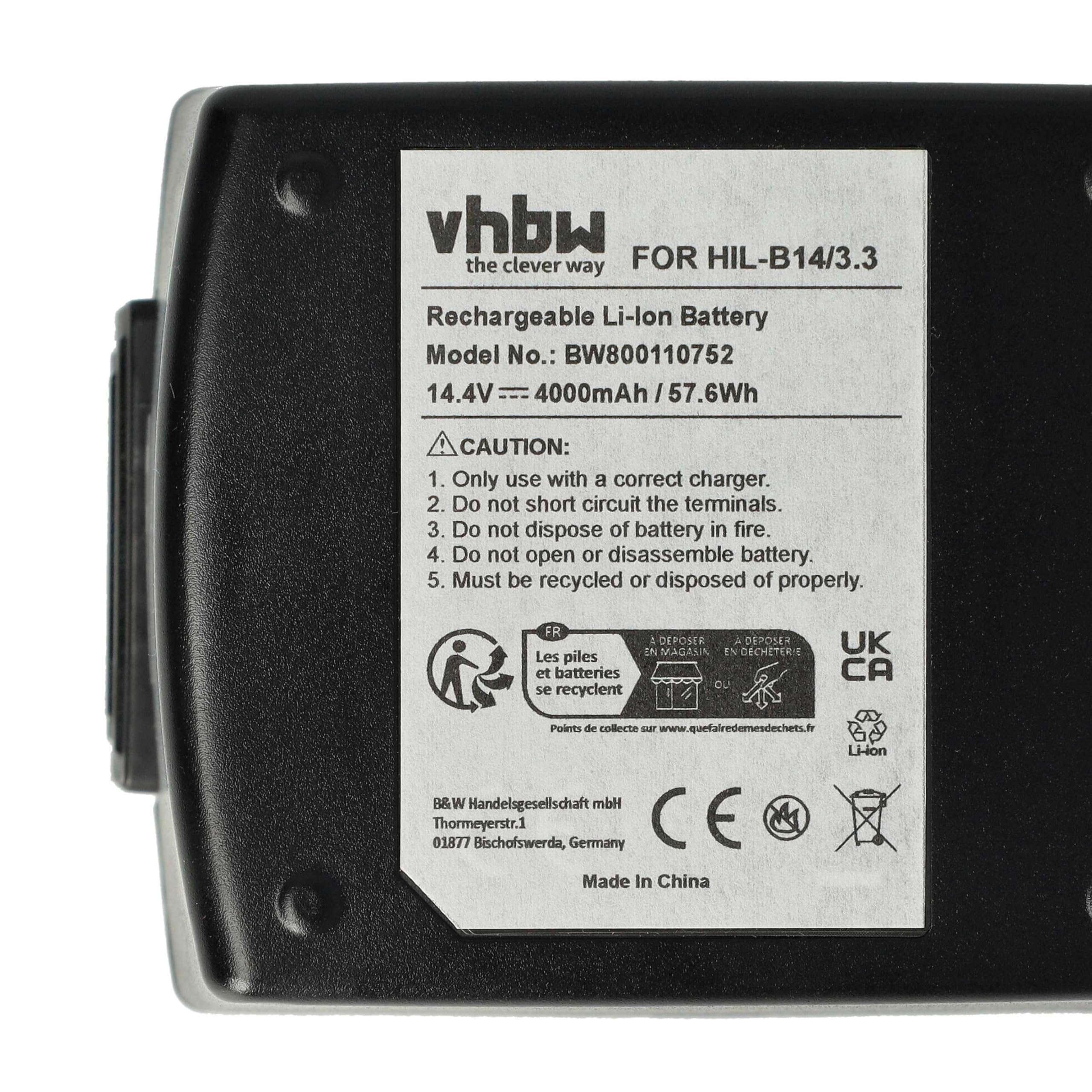 vhbw Akumulator zastępczy do Hilti B14/3.3 do elektronarzędzi (4000 mAh Li-Ion 14,4 V)