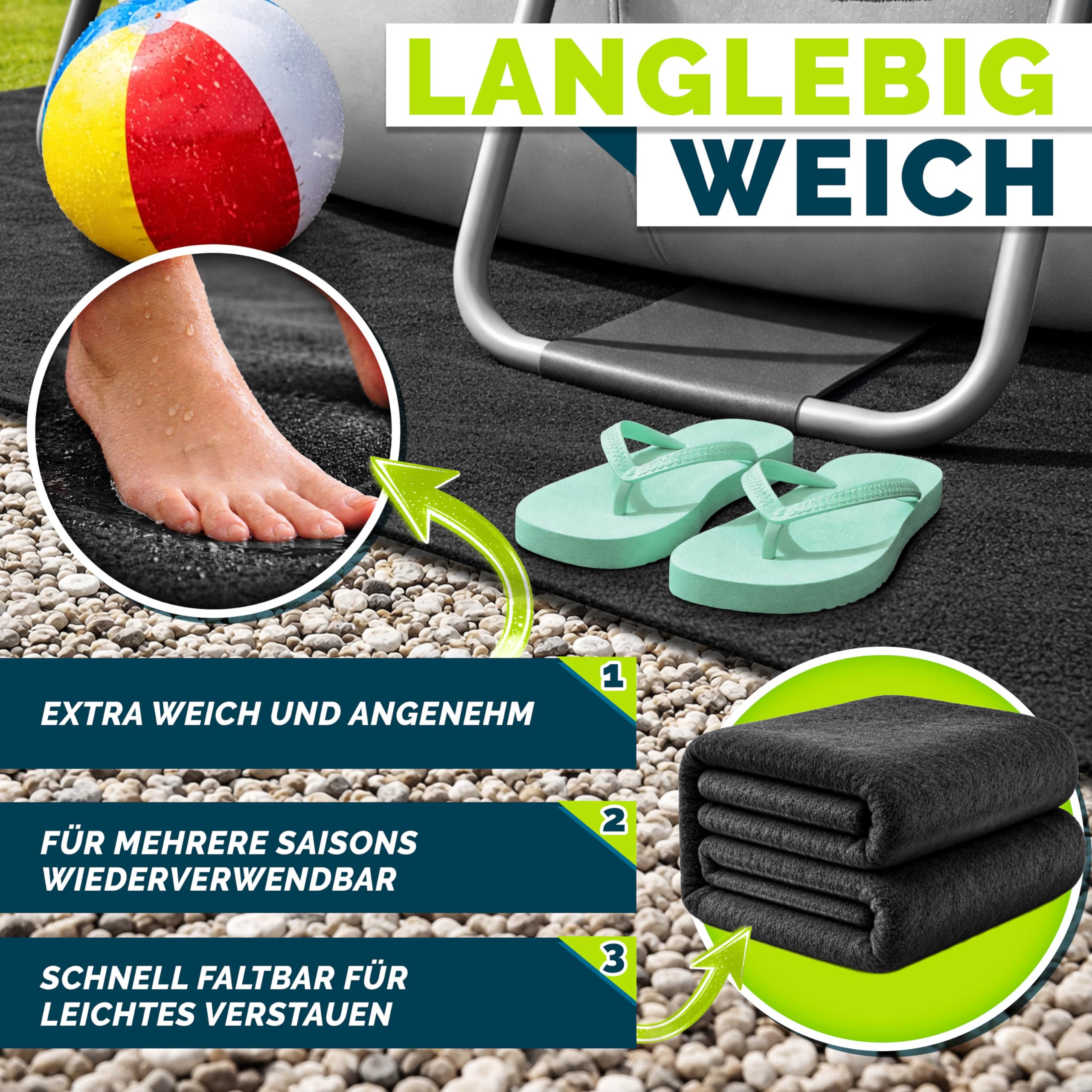 tillvex® Premium Pool Unterlage Rund 430 cm Geotextil 400g/m² | Bodenplane für Pools bis Ø 400 cm | Poolmatte zuschneidbar Bodenschutzvlies Schwimmbecken | Reißfeste Poolunterlage Bodenschutzmatte