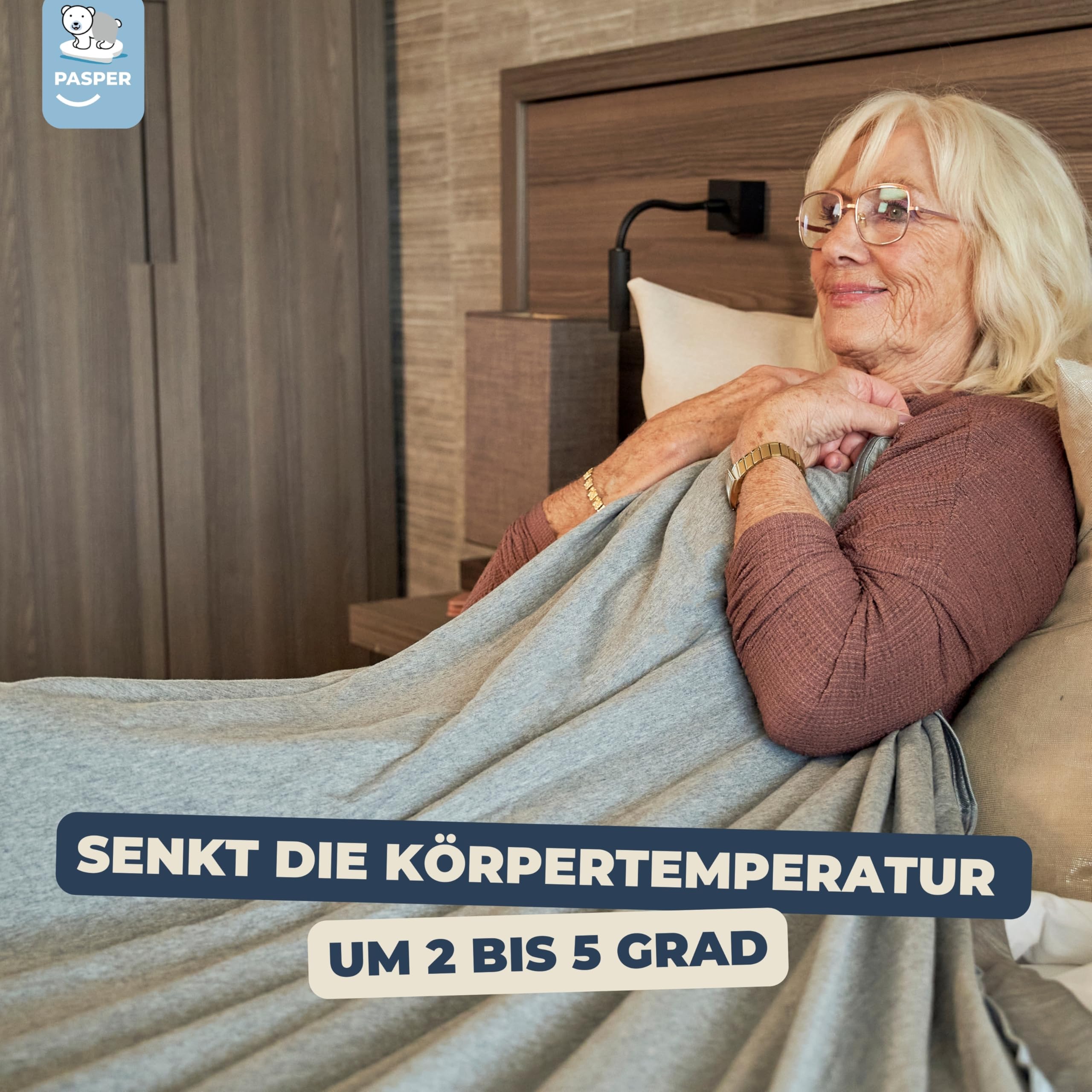 Pasper Kühldecke 150 x 200 cm - Selbstkühlende Sommerdecke für Menschen - Kalte Decke für den Sommer - Kühldecken Bett reduziert die Temperatur um 2 bis 5 Grad