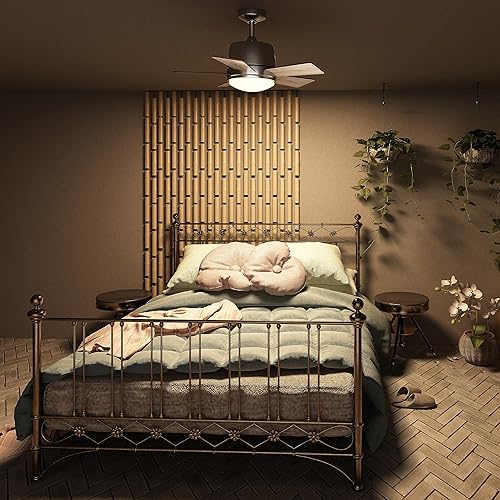 Miniatura 7 de Inlight Ventilador de techo LED integrado de acero cepillado para interiores de 30 pulgadas con luz y control remoto, cinco cuchillas reversibles en