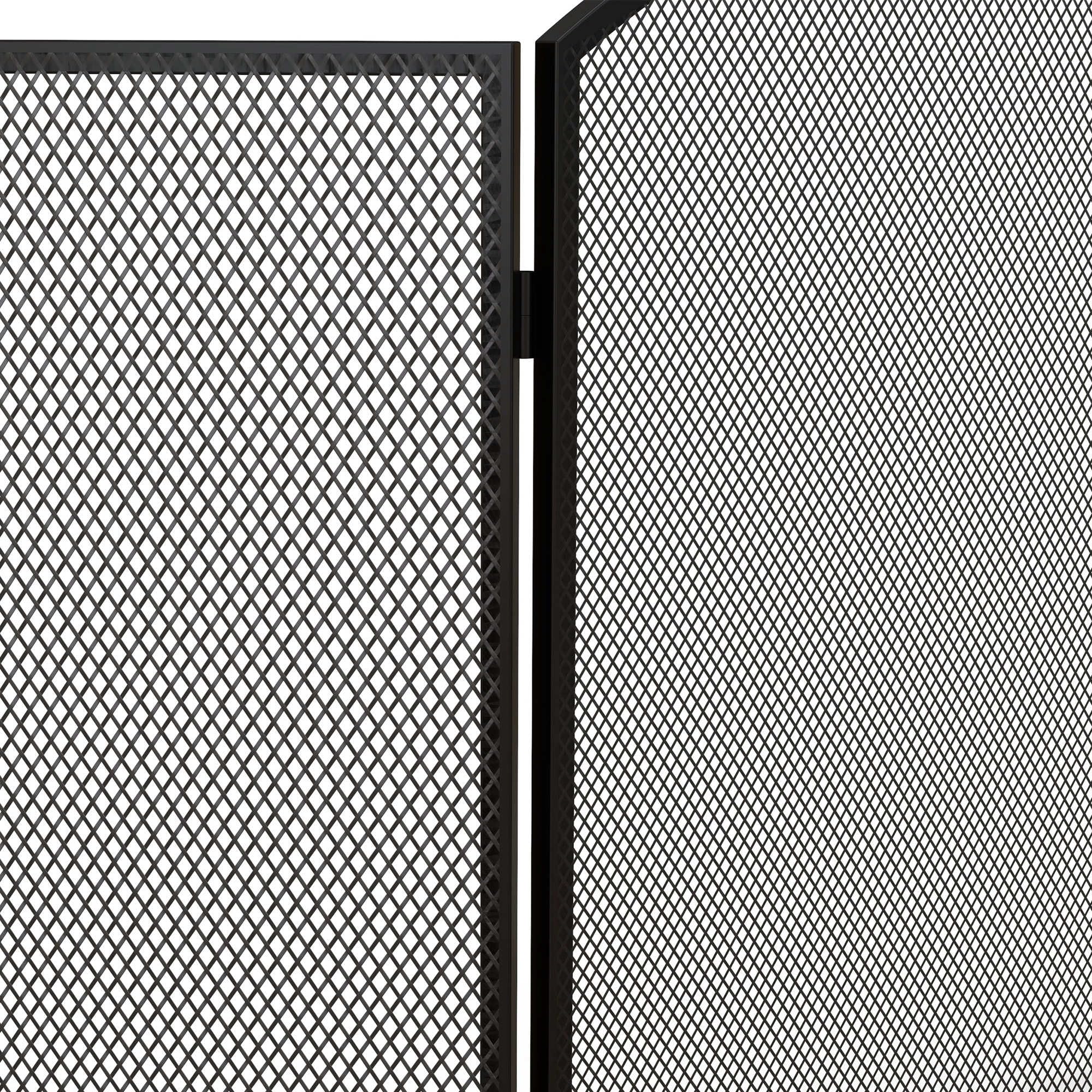 HOMCOM Salvachispas para Chimenea de 3 Paneles Protector de Chimenea Plegable con Estructura de Acero 96x62 cm Negro