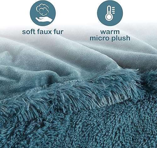 Miniatura 3 de Codi Manta térmica suave de gran tamaño, piel sintética gris mármol con respaldo mullido de sherpa, manta eléctrica de gran tamaño de 60 x 70