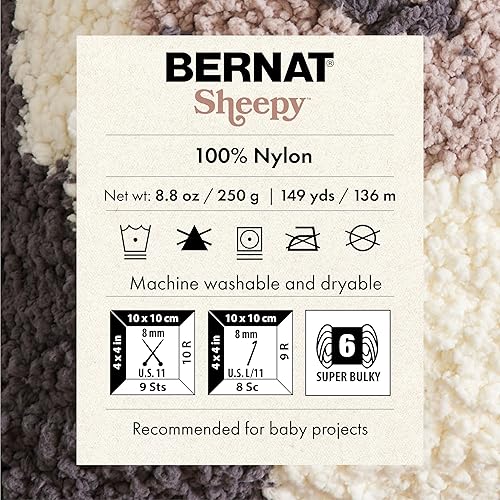 Miniatura 6 de Bernat Sheepy - Hilo de arcilla oxidada, paquete de 2 unidades de 8.8 onzas, nailon, 6 súper voluminosos, 149 yardas, tejido, ganchillo y