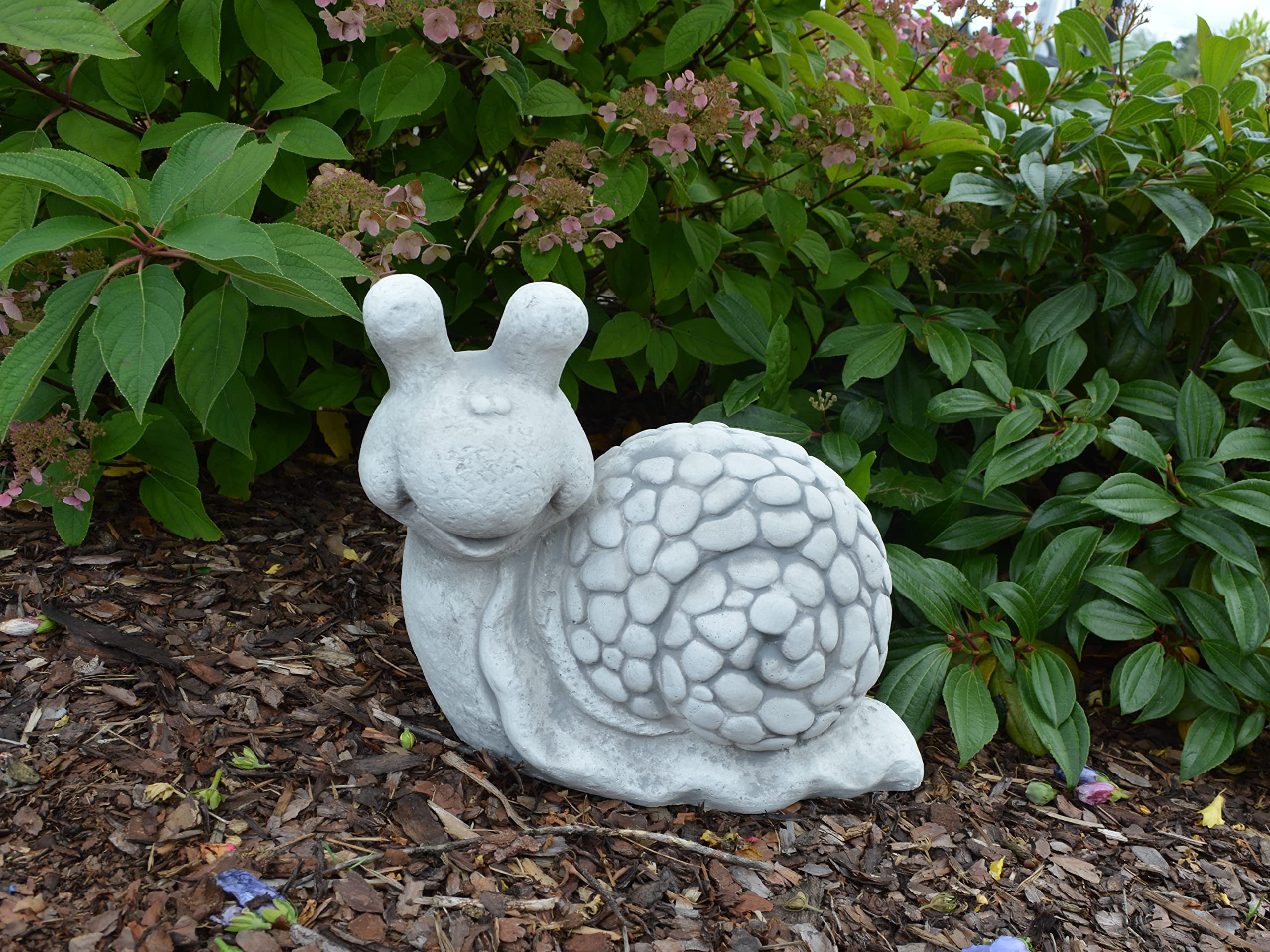 gartendekoparadies.de Lustige Schnecke Steinfigur aus Steinguss, Grau, Frostsicher für Außenbereich, H. 32 cm, 22 kg