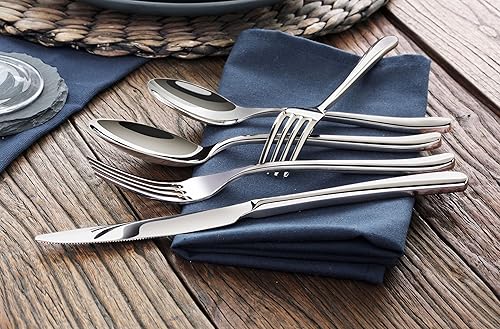 Miniatura 4 de Artaste 56525 Rain II - Juego de cubiertos forjados de acero inoxidable 1810, 20 piezas, servicio para 4, color plateado