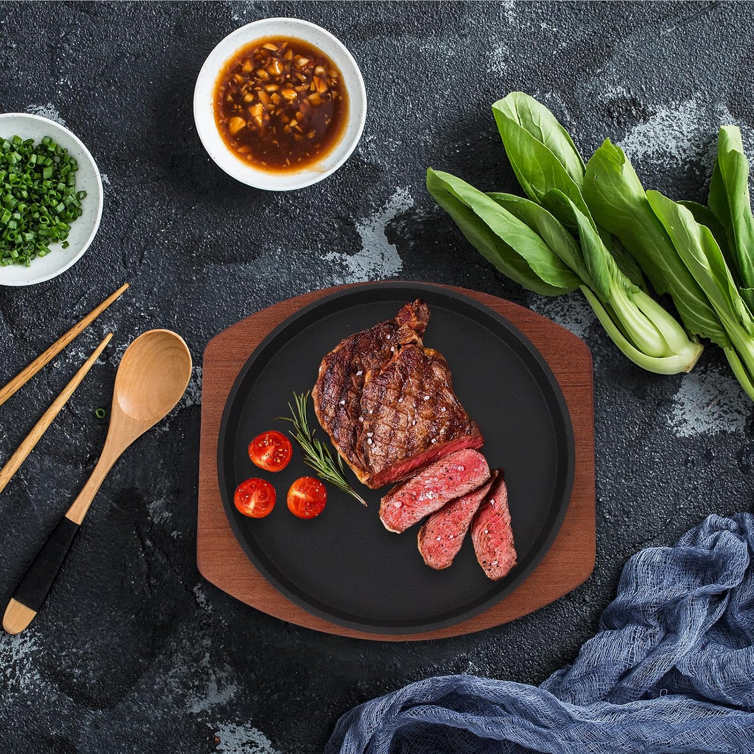 Cast Iron Grill Pan for Stovetop 19cm Non-stick round Steak Plate Induction Griddle Pan for Home Kitchen Teppanyaki Cooking