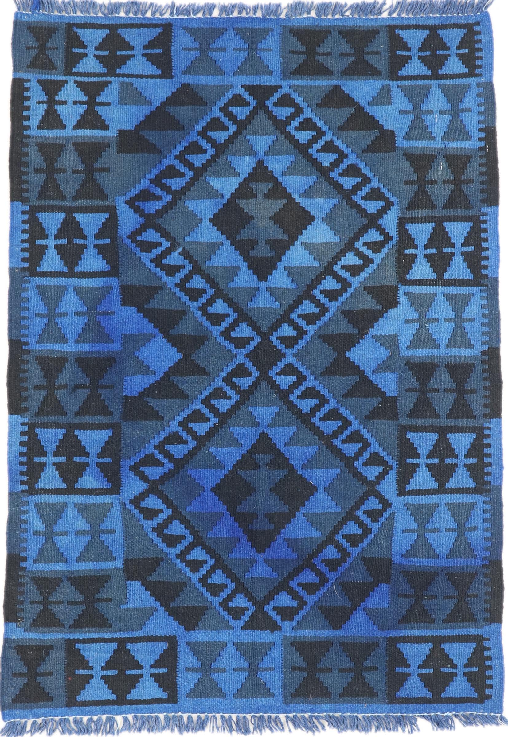 Tapis d'Orient Kilim afghan tissé à la main en laine pour un salon authentique 80x115