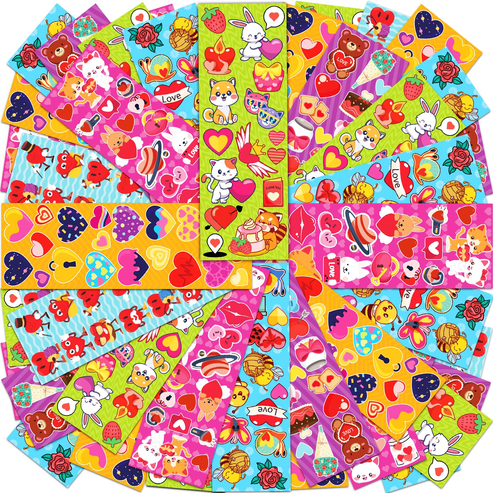 Benresive 2020 Pcs Valentine's Day Stickers for Kids Classroom - 120 Sheet Cute Water Bottle Stickers, Valentines Party Favors Bulk, Gifts for Kids Classroom Pack