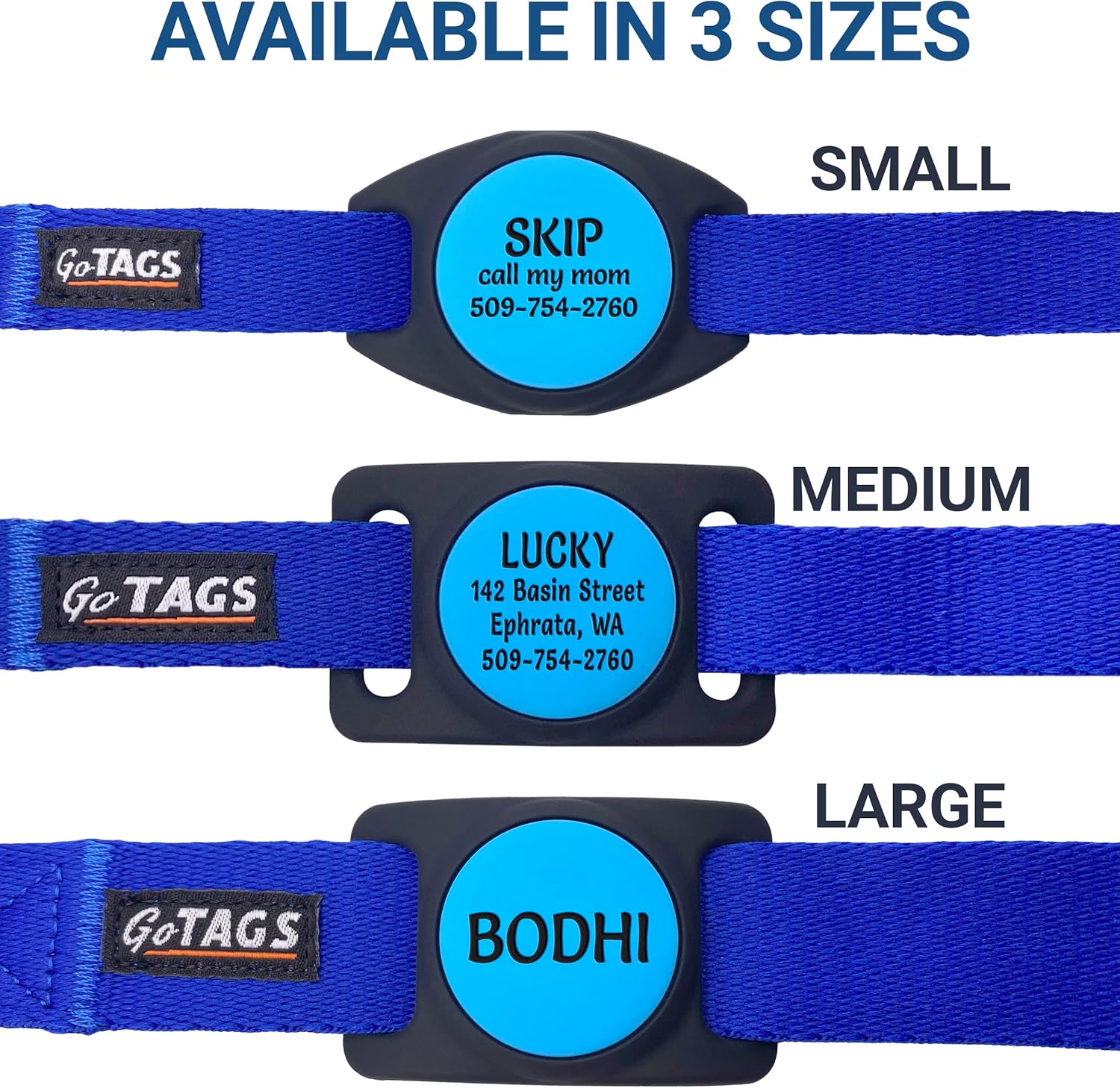 GoTags Personalized AirTag Dog Collar, Pet Collar with AirTag Holder GPS Tracker for Dogs and Cats, Up to 4 Lines of Custom Text, Track Pets with Apple iPhone, 15 Color Combinations, Large