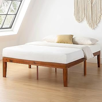 Mellow Naturalista Classic 16 Inch Solid Wood Platform Bed with Wooden Slats, Cherry, Full