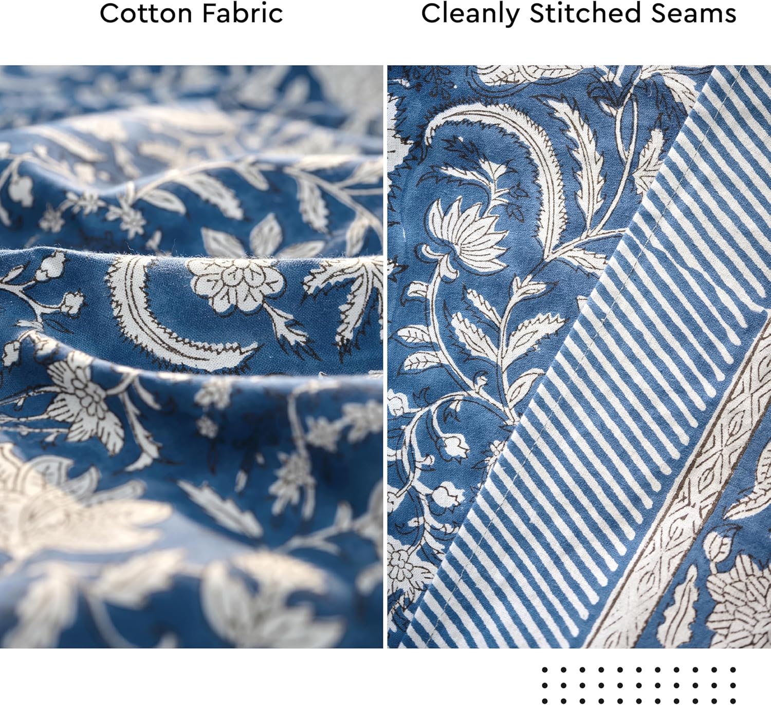 Encasa XO Rectangular Tablecloth 60"x108" 9 ft Blue Jaipuri Block Print Cotton Dining Table Cloth | Handcrafted Floral tablecloths – Machine Washable for Indoor, Outdoor, Everyday Use
