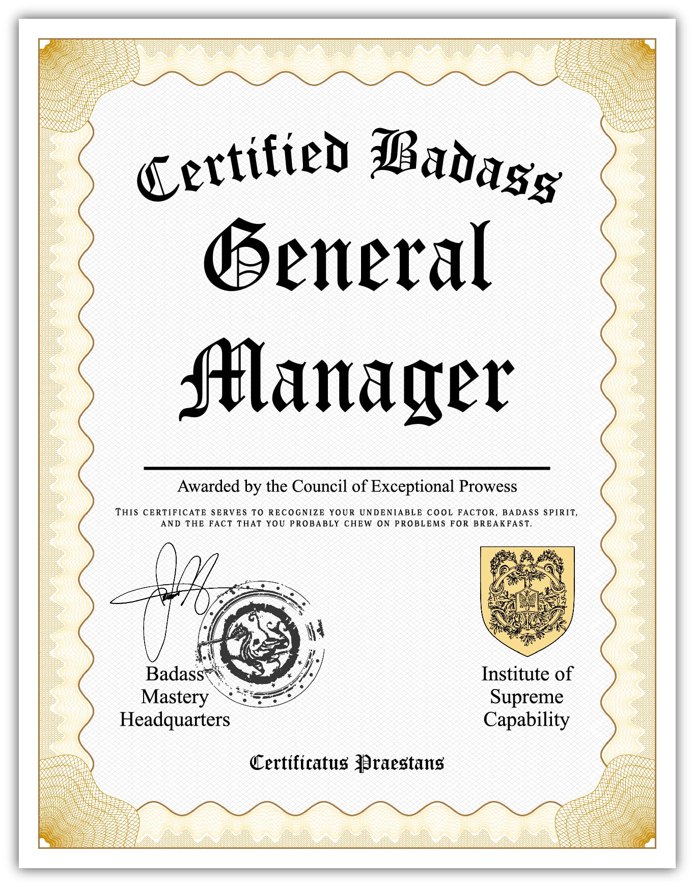 manager certificate