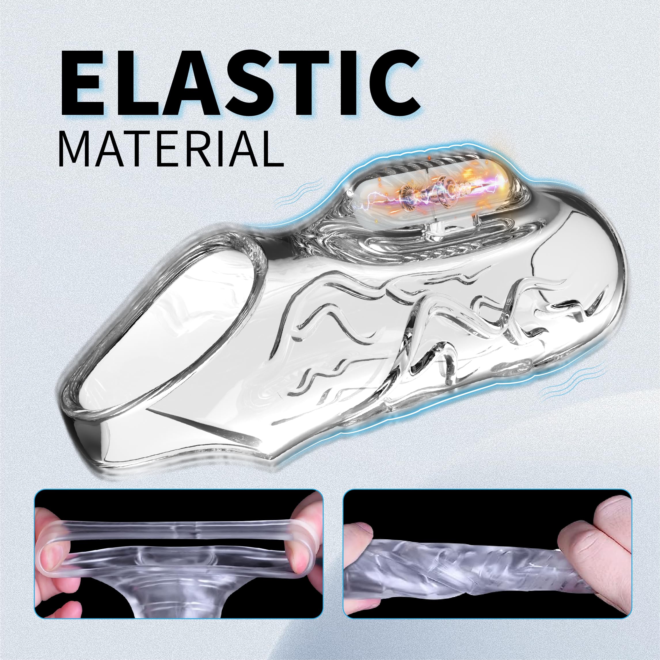 Guaina Pene con Anelli per Coppia, Vibratore Sex Toys per Stimolare il Clitoride Donna e Miglioramento Dell'erezione Uomo, Medical Silicone Pene Prolunghe, Morbido ed Elastico, Durevole (YFBA-001)