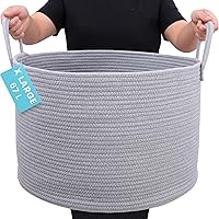 Vista 38 de OrganiHaus - Canasta tejida extragrande, alta y suave para almacenamiento de lavandería, sala de estar, almohadas y mantas, bohemia, 15 x 18