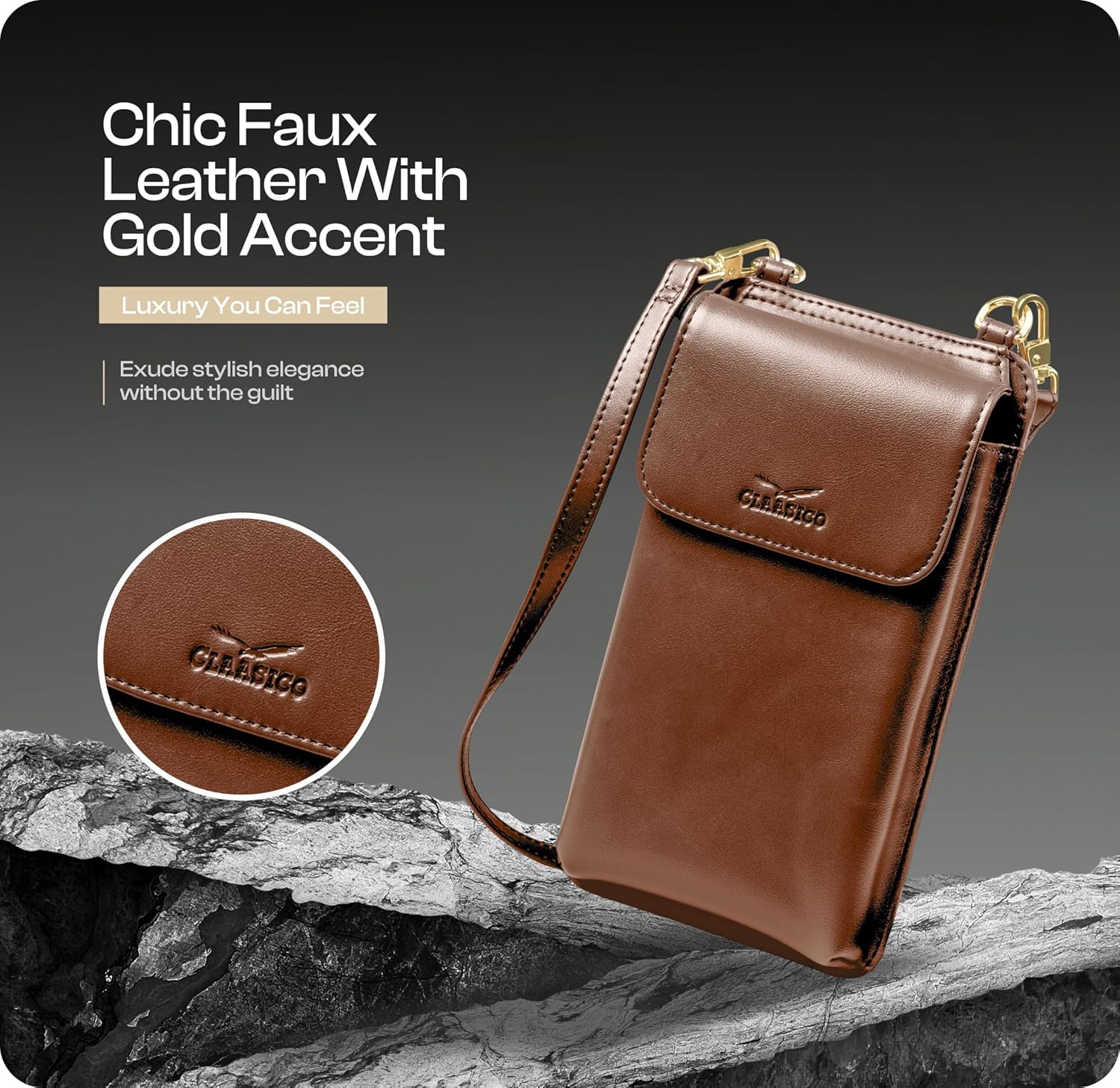 Claasico Crossbody Phone Purse for Women – RFID Phone Case Wallet w/Magnetic Closure & Separate Zipper Pocket Crossbody Bag - Image 8