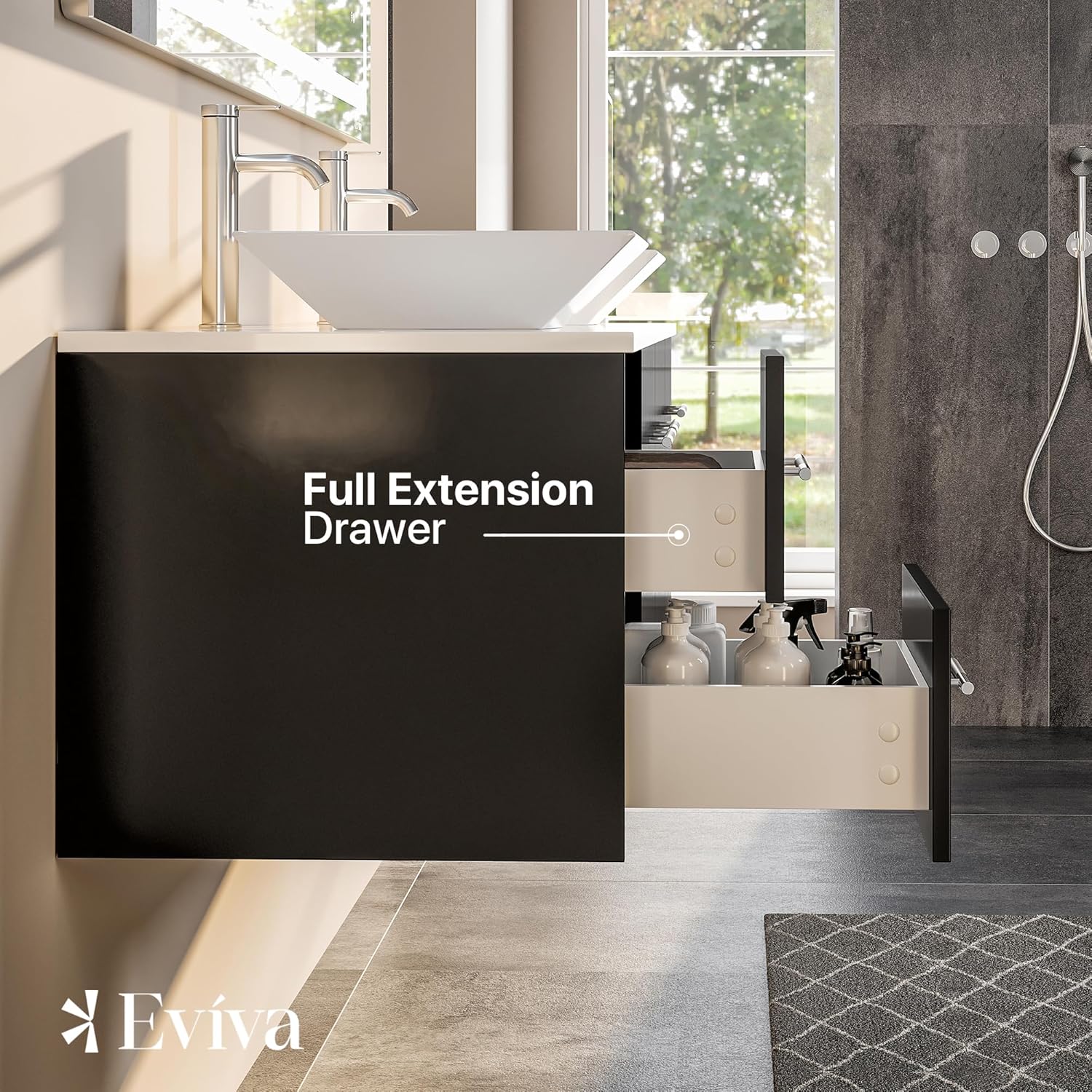 Totti Wave 72 inch Espresso Modern Double Sink Bathroom Vanity with White Glassos Countertop & Porcelain Vessel Sinks
