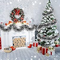 Vista 5 de Waydress Guirnalda de oropel de Navidad para colgar en Navidad, corona metálica brillante para árbol de Navidad, decoración para el hogar, Negro