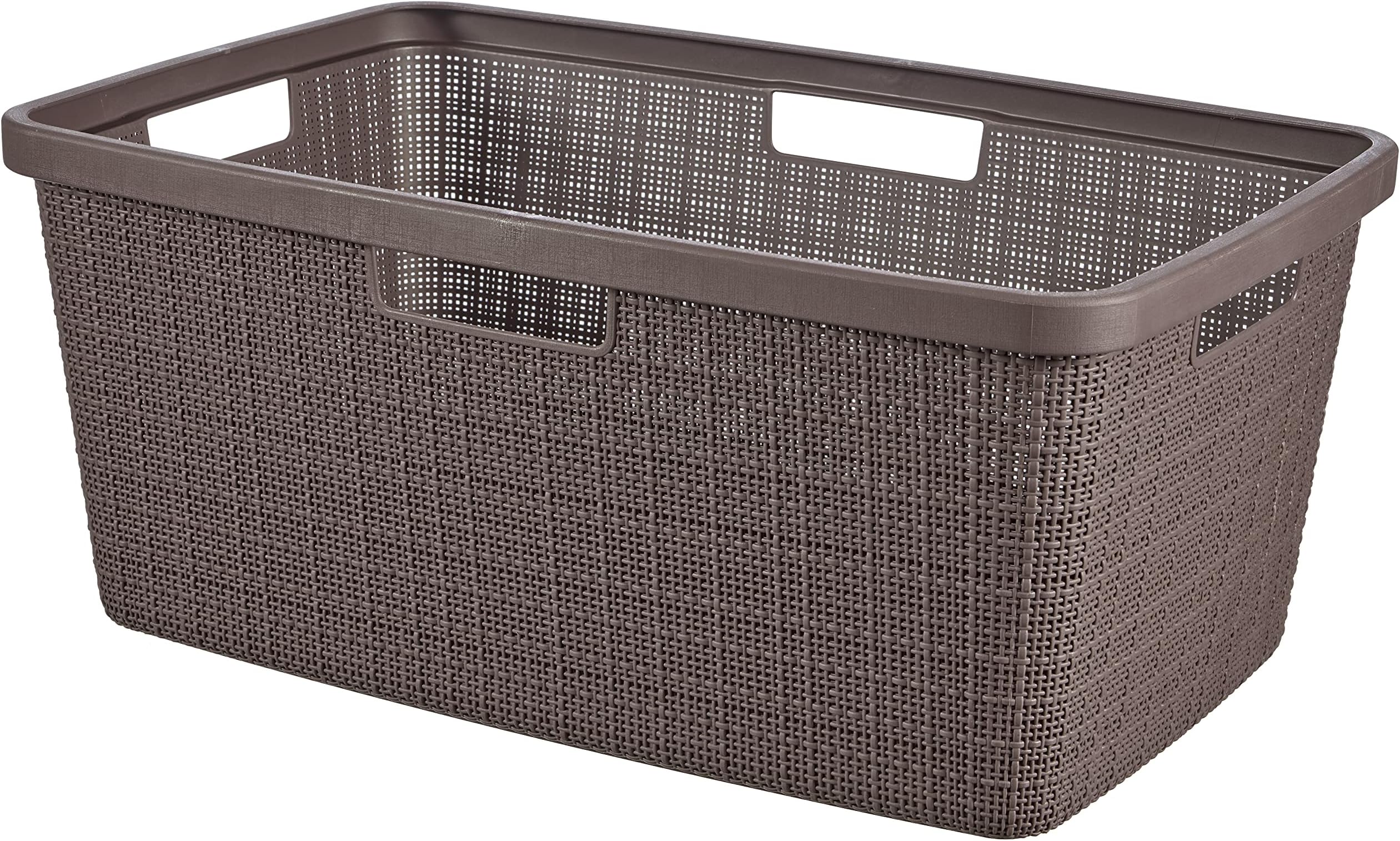 Curver Jute 46L Laundry Basket, Peppercorn