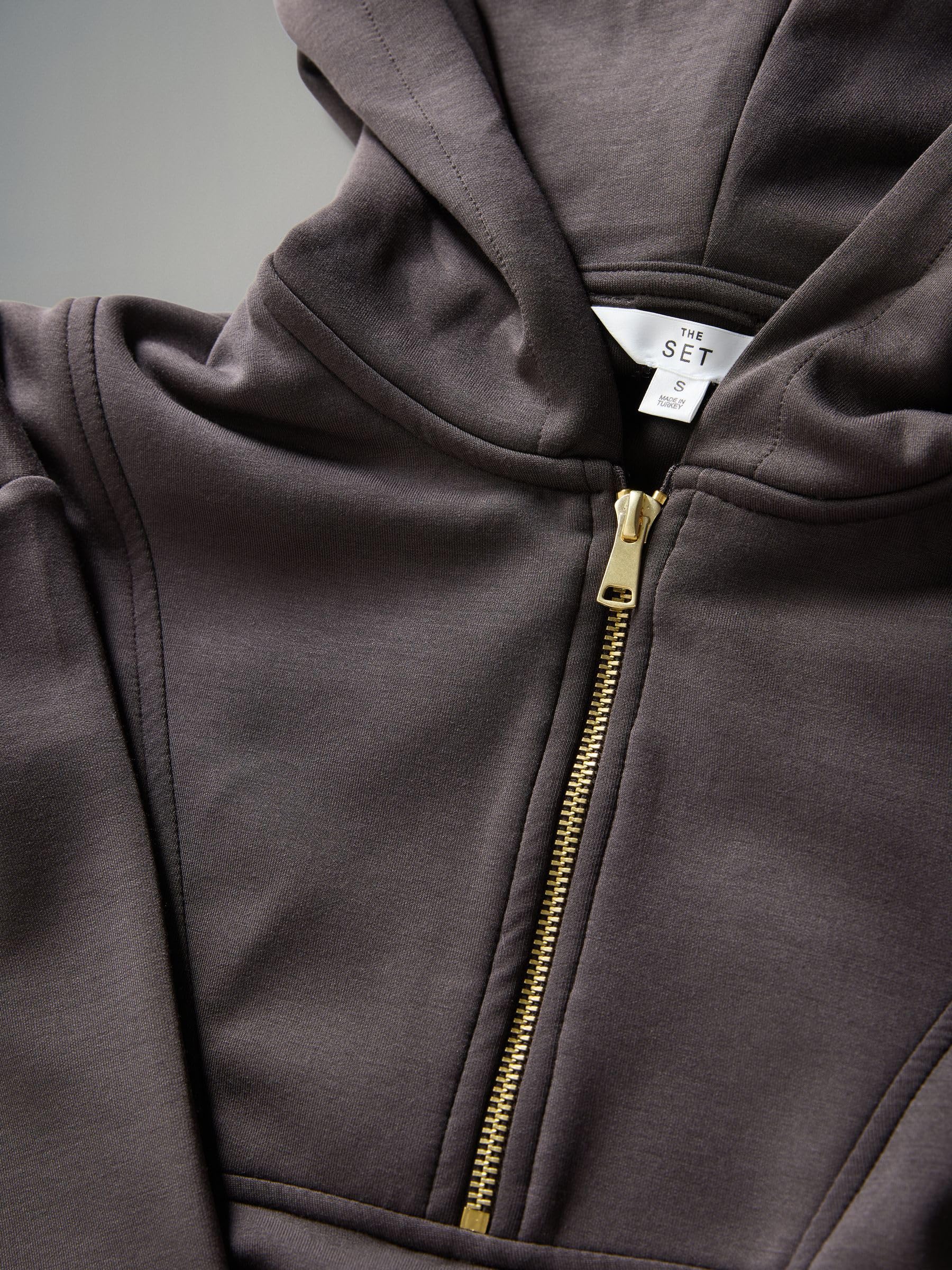 THE SET Donne Conjunto de sudadera extragrande con cierre de cremallera y
