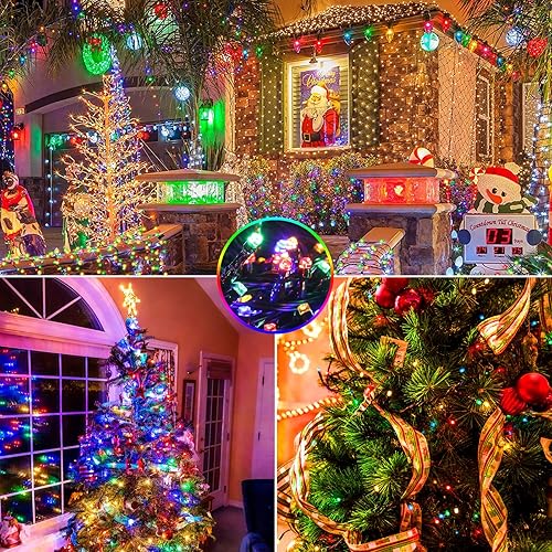 Miniatura 6 de 500 luces LED multicolor para árbol de Navidad de Halloween, luces de Navidad conectables de 170 pies con 8 modos de luces con certificación UL,