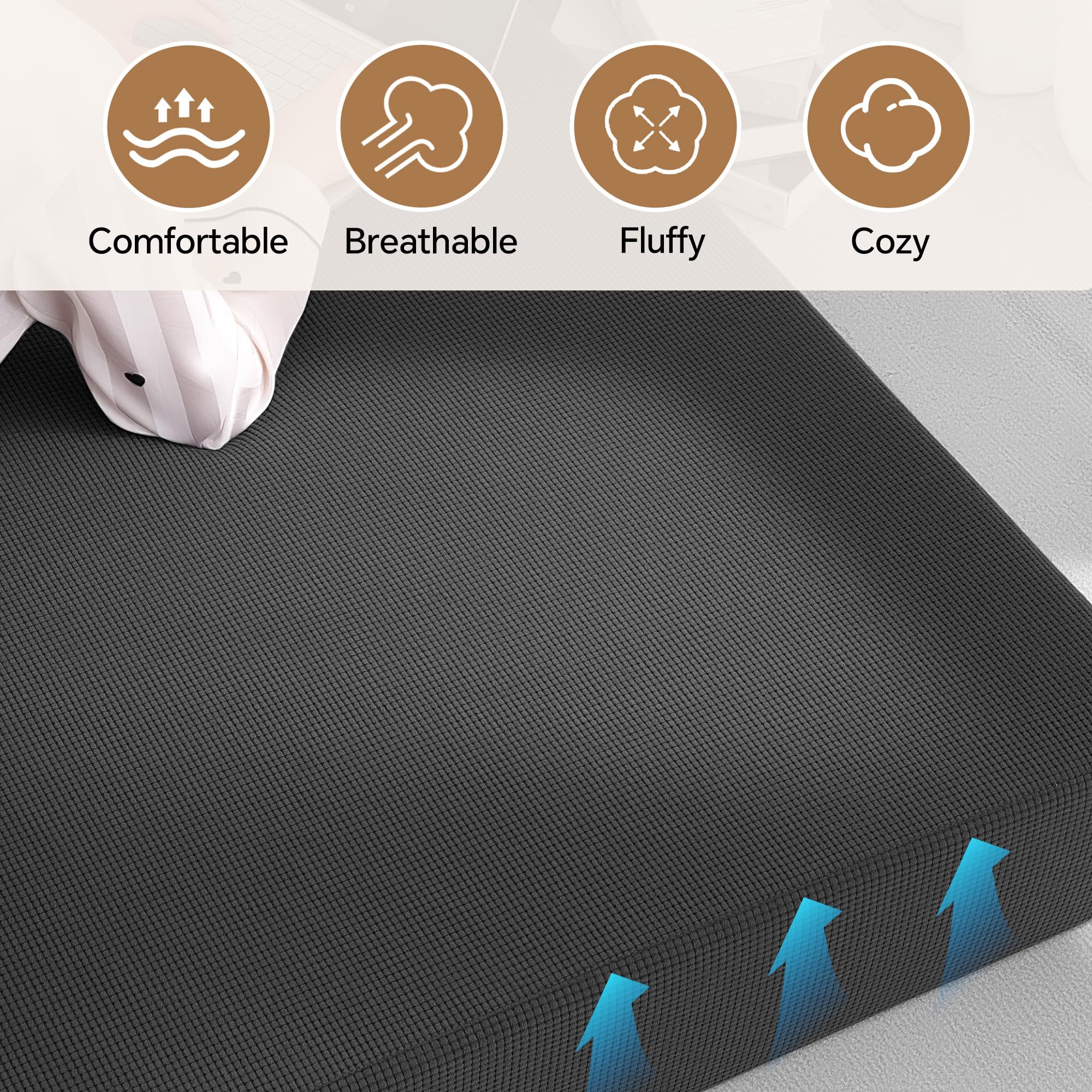 MABOZOO 6 Inch Full Size Futon Mattress, Foldable Futons Sofa Couch Bed Foam Floor Mattress Fits Futon Frames (Frame Not Included, Gray)