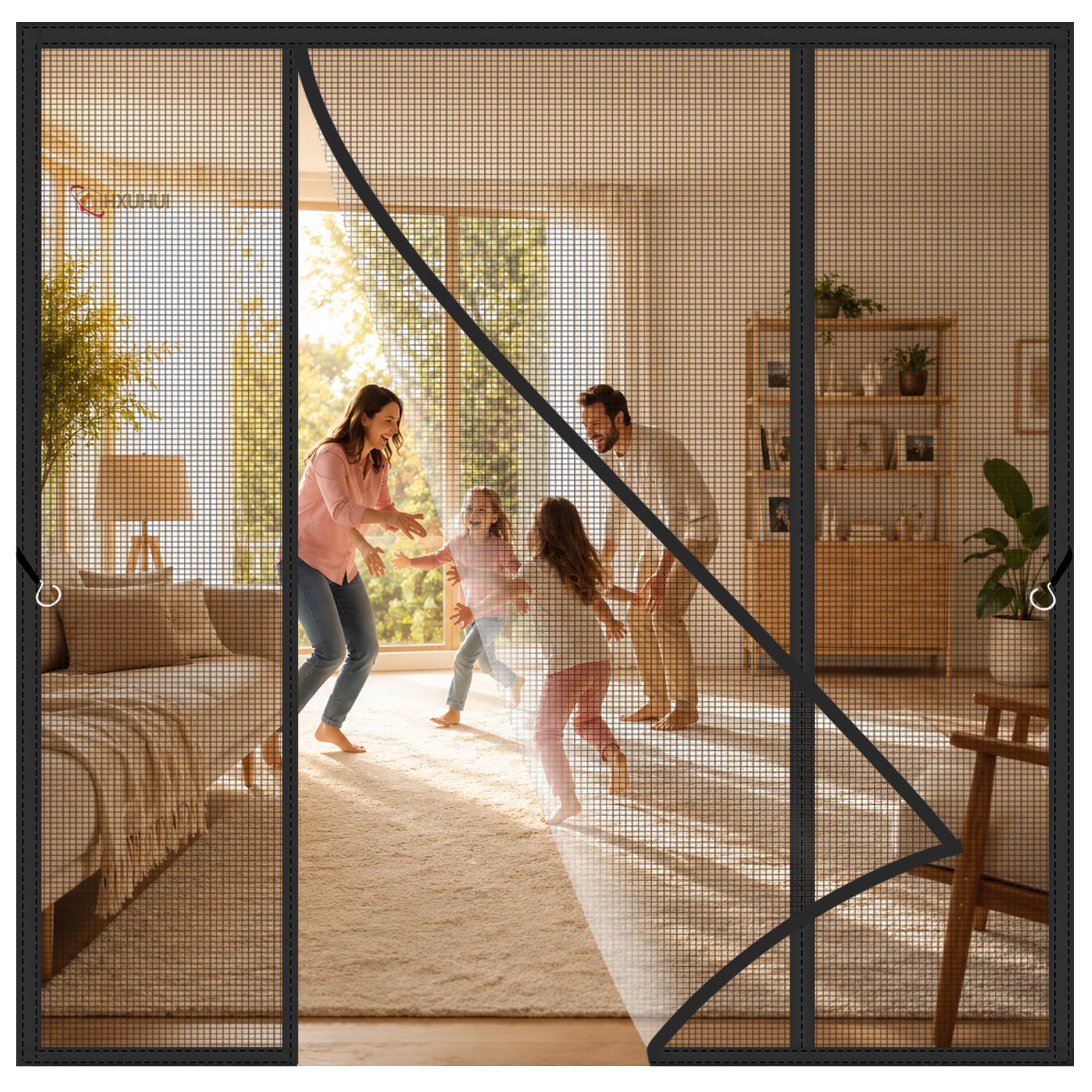 Magnetic Fly Screens for Patio Doors Black 170x200cm Perfect for Double Doors, Patio and French Easy Hands-Free Passage When Carrying Trays or Drinks
