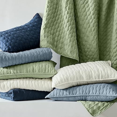 Miniatura 6 de WDCOZY Juegos de ropa de cama de tamaño Queen, azul marino, colcha con fino acolchado y fundas de almohada, colcha ligera, suave y delgada, usar