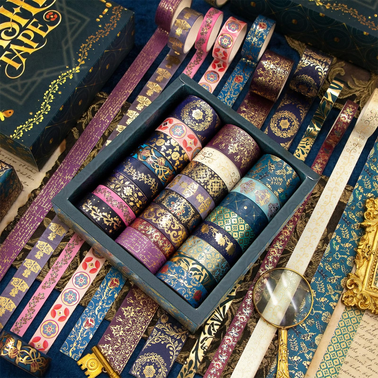 Gold Foil Washi Tape Set - Dark Academia & Vintage -5