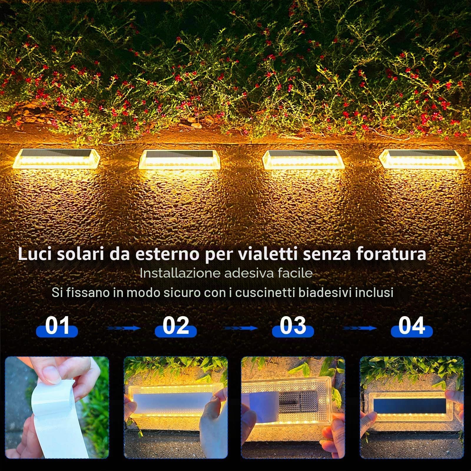 Lacasa Luci Solari da Giardino, 8 Pezzi Luce Solare LED Esterno 50LM Lampade Solari da Giardino, Luci per Sentieri IP68 Impermeabile Lampada Solare per Passo Vialetto Scale Terra, Bianco Caldo 2700K